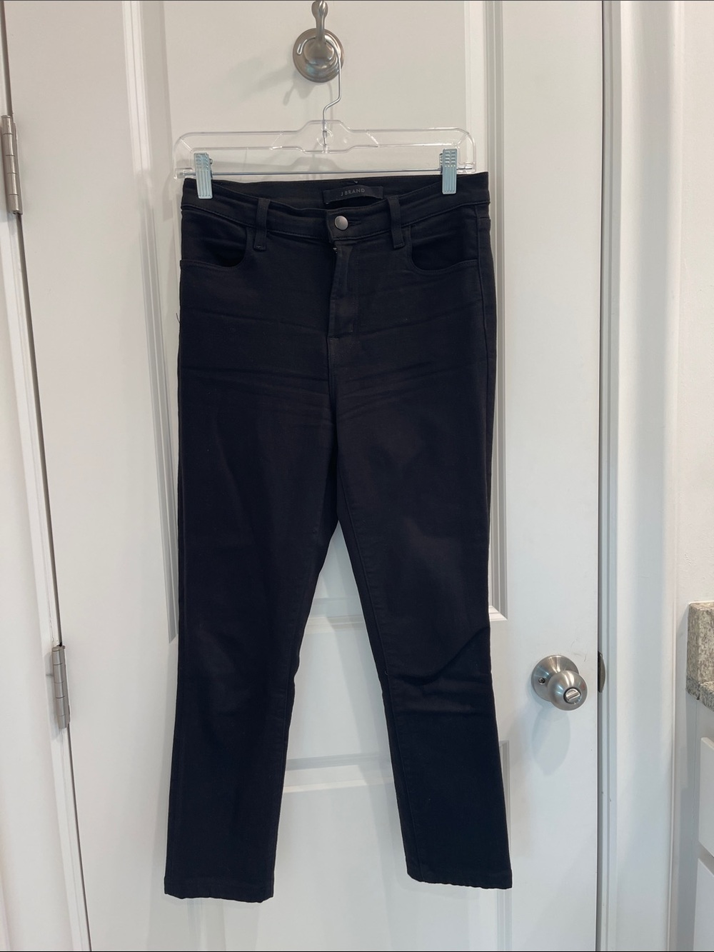 J Brand High-Rise Black Jeans with Tapered Leg